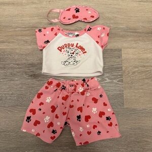 Build A Bear Puppy Love Pajamas & Mask Sleep Set Dalmatian Plush Clothes